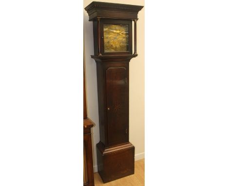 A George III oak longcase clock, circa 1761, the brass dial inscribed 'Holbeche, Lichfield'