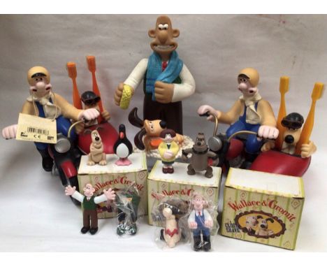 Wallace &amp; Gromit Adventure Factory, boxed, three sets of figures, three transistor radios, two motorcycle &amp; sidecar t