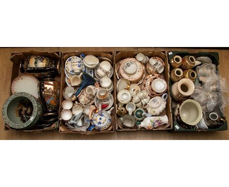 Ceramics - teaware, including Shelley teapot; VIctorian and later teacups and saucers; Japanese vases; etc (4 boxes)
