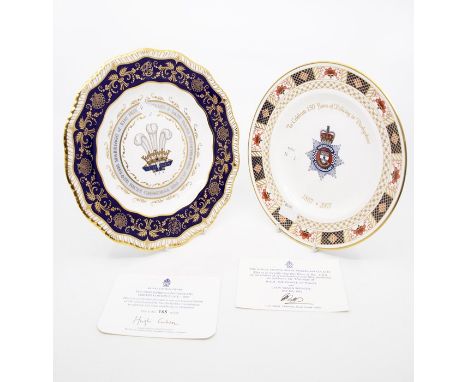 Two Royal Crown Derby plates, limited edition plate, 2007 for the Derbyshire Constabulary and 1981 Charles and Diana with cer