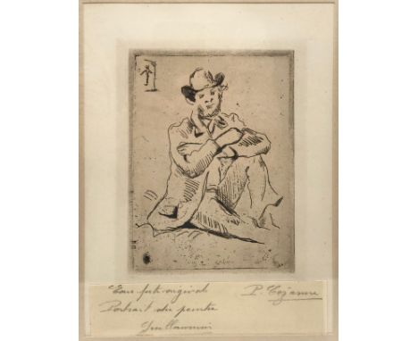 After Cezanne, framed and glazed etching on paper, Guillaumin au Pendu, signed and inscribed. H.42 W.31