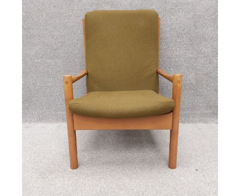 A mid century birch framed Ercol model 749 armchair. H.92cm