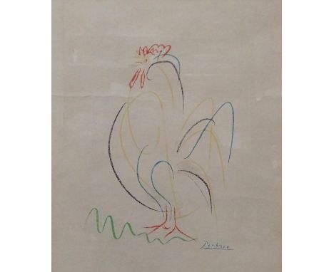 Pablo Picasso (1881-19730), a framed and glazed lithograph titled 'The Rooster'. Signed in Plate. Framed and glazed. H.62 W.5