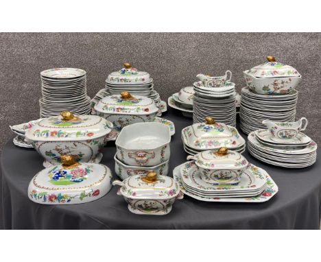 An extensive 19th century Spode stone china dinner service, hand decorated to include around forty dinner plates, tureens pla