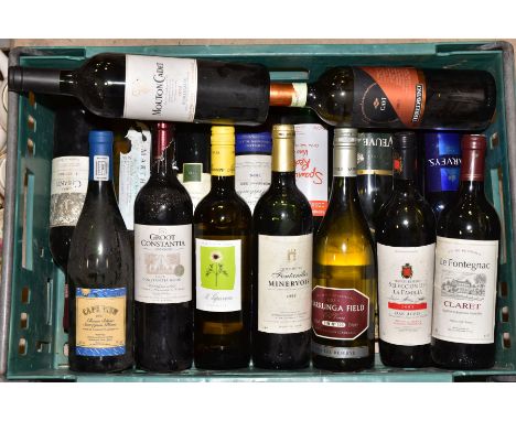 WINE, a collection of fifteen bottles of assorted red and white wine from Europe and the New World and one bottle of Sherry