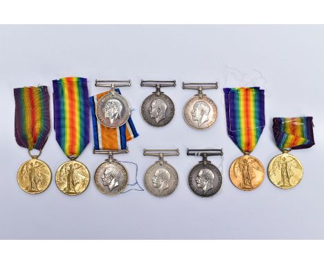 A SMALL COLLECTION OF BRITISH WWI MEDALS, comprising of a British War &amp; Victory medals named J.52444 F.G. Boodle ORD Roya