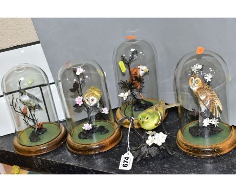 ROYAL WORCESTER BRONZE AND PORCELAIN BIRDS, comprising a 'Warbler' from British Birds on Bronze series, stamped to underside 