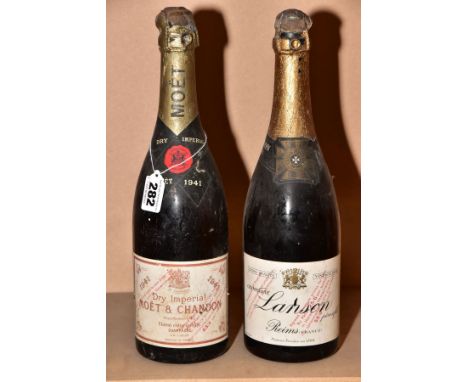 CHAMPAGNE, two bottles of Vintage Champagne, one bottle of Moet &amp; Chandon Dry Imperial 1941 and one bottle of Lanson Per 