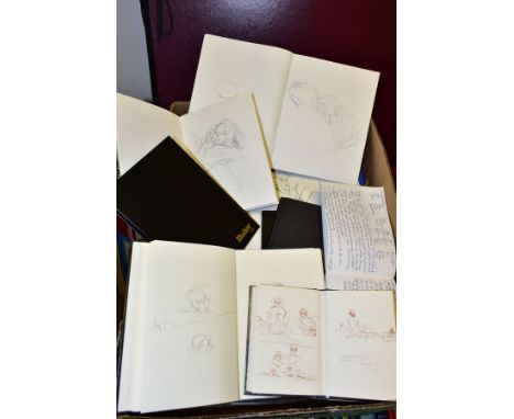TWENTY EIGHT ARTIST SKETCH BOOKS AND PORTFOLIO HOLDER, sketch books contain pencil and pen drawings, mainly of children, port