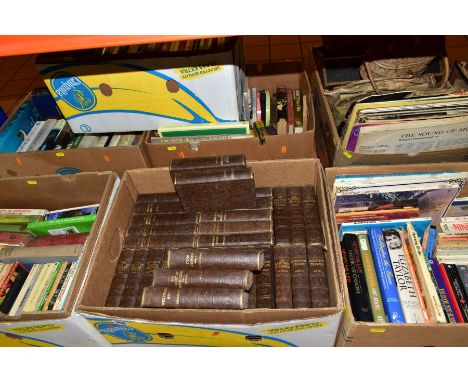 SEVEN BOXES OF BOOKS, etc including a collection of over one hundred and seventy five titles in six boxes, a mixture of ficti