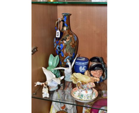 ELEVEN PIECES OF ROYAL DOULTON, ROYAL WORCESTER, SYLVAC AND OTHER CERAMICS, comprising a Bursley Ware 'Amstel' pattern ewer, 