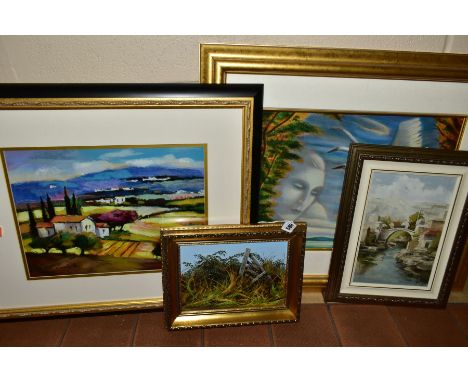 PAINTINGS AND PRINTS, to include Christopher Osborne 'Old Gate', a rural scene of a dilapidated gate, signed oil on board, si