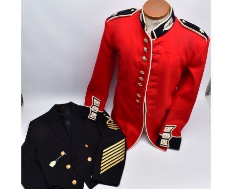 A RED DRESS TUNIC/UNIFORM JACEKT FOR A MEMBER OF THE SCOTS GUARDS, all complete and named on the inside 'Page two Platoon R/F