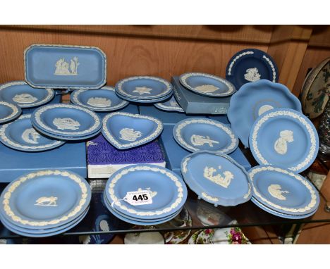 WEDGWOOD PALE BLUE JASPERWARE TRINKET DISHES/TRAYS, to include a set of twelve Zodiac signs, 150th Anniversary Procter &amp; 