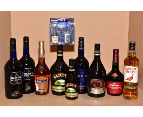 ALCOHOL, a small collection of alcohol comprising one bottle of Martell VS Cognac, three Irish Cream Liqueurs, three bottles 