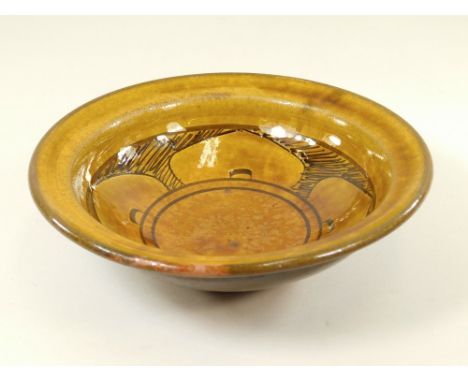 MICHAEL CARDEW LEACH. An early Leach Pottery sgraffito decorated slipware bowl by Michael Cardew. Leach Pottery mark only (se
