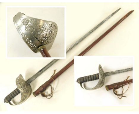 EDWARD VIII SWORD. A British infantry officers sword &amp; scabbard with Edward VIII monogrammed guard. Length 98cm. Blade 73