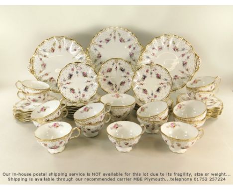 ROYAL CROWN DERBY.Forty eight pieces of Royal Crown Derby 'Royal Antoinette' pattern tea ware, comprising fifteen tea cups, f