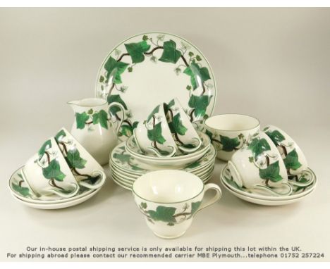 WEDGWOOD.A Wedgwood, 'Napoleon Ivy' pattern tea service comprising seven tea cups, six saucers, six plates, a bread & butter 