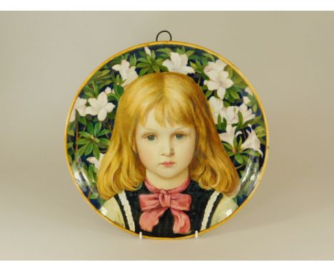 WILLIAM WISE. A Minton plaque hand painted with a portrait of a child by William Wise. Signed &amp; dated 1876. To the revers