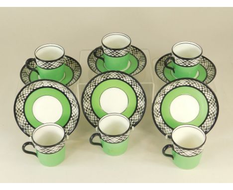 ART DECO COFFEE CUPS. A set of Art Deco coffee cans &amp; saucers by Bisto.
