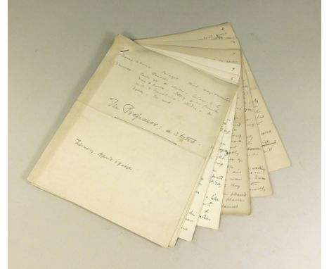 THOMAS COOPER GOTCH.A hand written pencil manuscript, 'The Professor: a sketch', concerning an artist & his painter wife on h