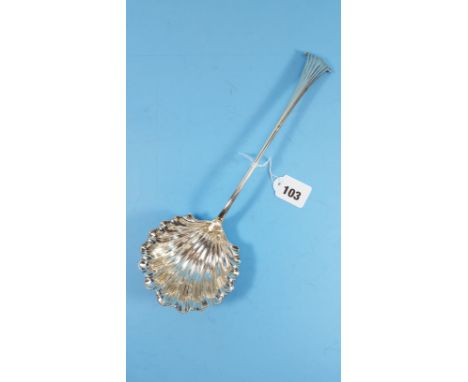 A FINE QUALITY EDWARDIAN SILVER LADLE with shell form bowl and onslow pattern handle, maker:- TB &amp; S, Sheffield 1903, app