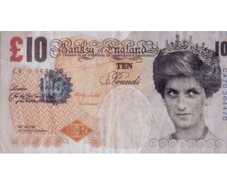 Banksy (b.1974) 'Di-Faced tenner', offset lithograph, 14cm x 7.5cm  The note itself is in good condition. The frame with unid