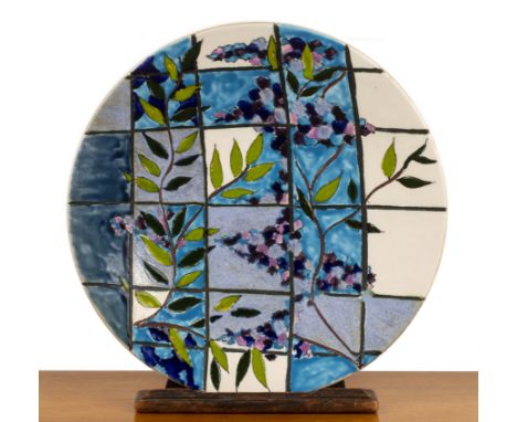 Anita Harris at Poole Pottery 'Poole studio' ceramic dish, signed 'Anita Harris Re Tif Trial', to the reverse, 40.5cm overall