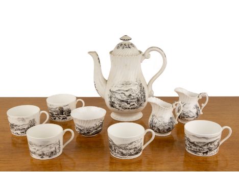 Judith da Fano (1919–2000) Victorian style tea set, with handpainted decoration of various landscapes, comprising of a teapot