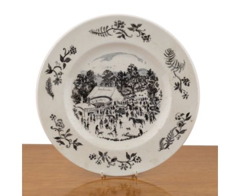 Judith da Fano (1919–2000) After L.S Lowry (1887-1976) 'At the fair', ceramic cabinet plate, label to the reverse reads '1971