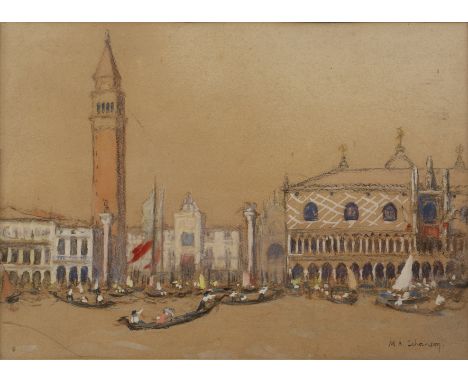 Marie Anne Ichanson (b.1889) 'View of Venice', watercolour and pencil sketch, signed lower right, 28cm x 38cm  Overall scuffs