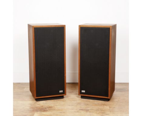 Pair of IMF speakersteak cased, each speaker measures 38cm wide x 88cm high x 35cm deep  Overall scuffs, marks and scratches 