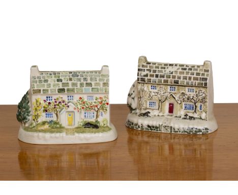 Judith da Fano (1919–2000) 'Summer at Poolgarth' and 'Winter at Poolgarth', ceramic models with handpainted decoration, with 