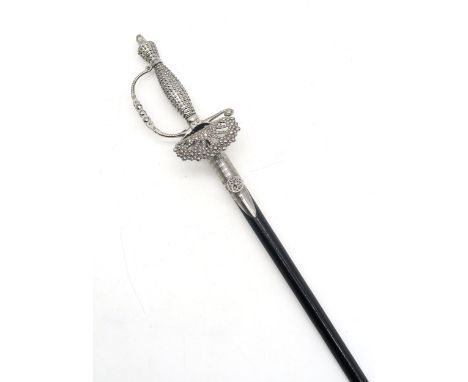 A 20th century court sword, with "diamond"-studded grip, the triform blade measuring approx. 76cm in length and housed in a b