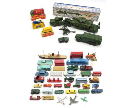 A boxed Dinky Supertoys 660 Tank Transporter, with loose 651 Centurion Tank and 677 Armoured Command Vehicle, boxed Dublo Din