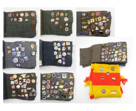 A large collection of vintage enamel speedway badges, including examples for the Glasgow Tigers, Coatbridge Tigers, Hackney S
