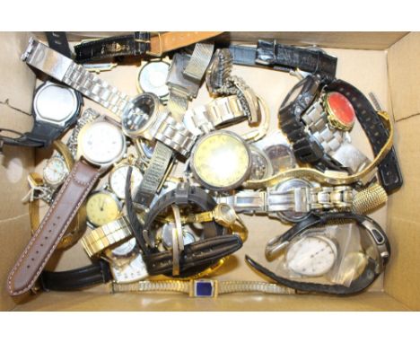 A tray of various wrist watches and pocket watches 