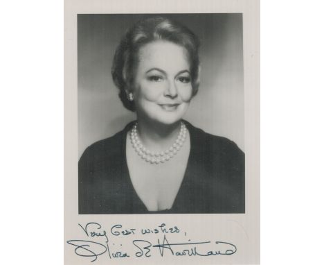 Olivia de Havilland DBE signed vintage black and white photo Approx. 5x4 Inch. Was a British and American actress. The major 