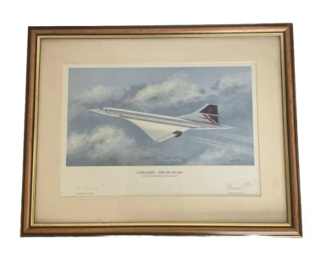 Captain Jock Lowe and Anthony Hansard signed Concorde End of an Era print mounted and framed measures 20x15. Edition 824/1950