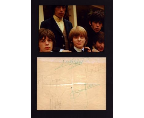 The Rolling Stones multi signed mounted signature piece 12x8 inch approx overall including page with all five members signatu