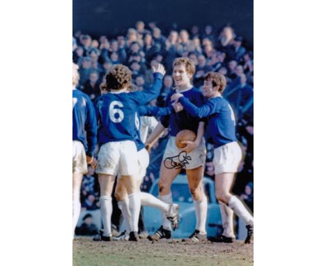 Football Autographed JOE ROYLE 12 x 8 Photo : Col, depicting Everton's JOE ROYLE celebrating with team mates after scoring hi
