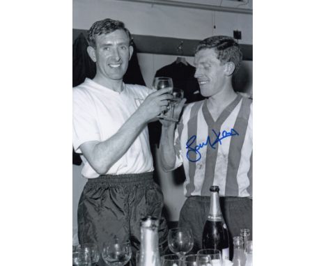 Football Autographed TONY KAY 12 x 8 Photo : B/W, depicting Sheffield Wednesday captain TONY KAY sharing a glass of champagne