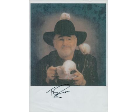 Sir Terry Pratchett, OBE signed Colour Print size A4 sheet 'The Amazing Maurice and His Educated Rodents'. Was an English aut