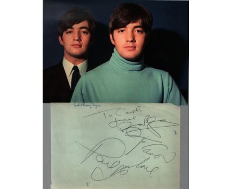 Paul And Barry Ryan Singers Signed Vintage Album Page With Photo. Good Condition. All autographs come with a Certificate of A