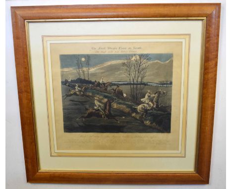 Group of four hand coloured engravings, "The First steeplechase on record", 27 x 37cm (4) 
