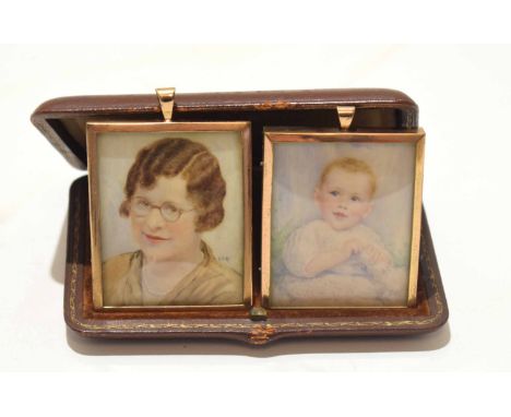 EVH, initialled pair of portrait miniatures, Young child and lady, 6 x 5cm (2)   