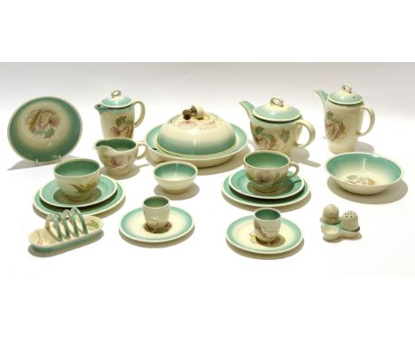 Collection of Susie Cooper tea wares including tea pot, coffee pot, hot water jug, milk jug and sugar bowl, together with a w