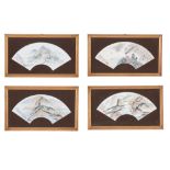 Four framed fan sheets