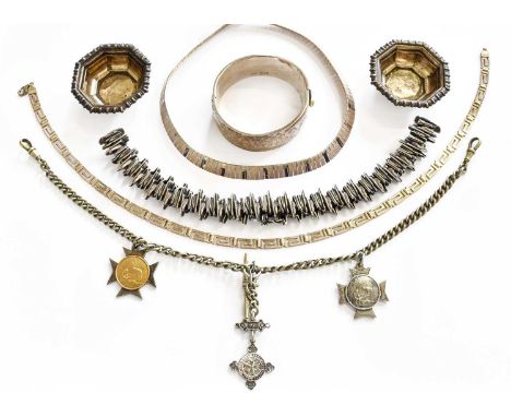 A Quantity of Silver and White Metal Jewellery, including necklaces, bracelets, an articulated fish pendant, a medallion on w